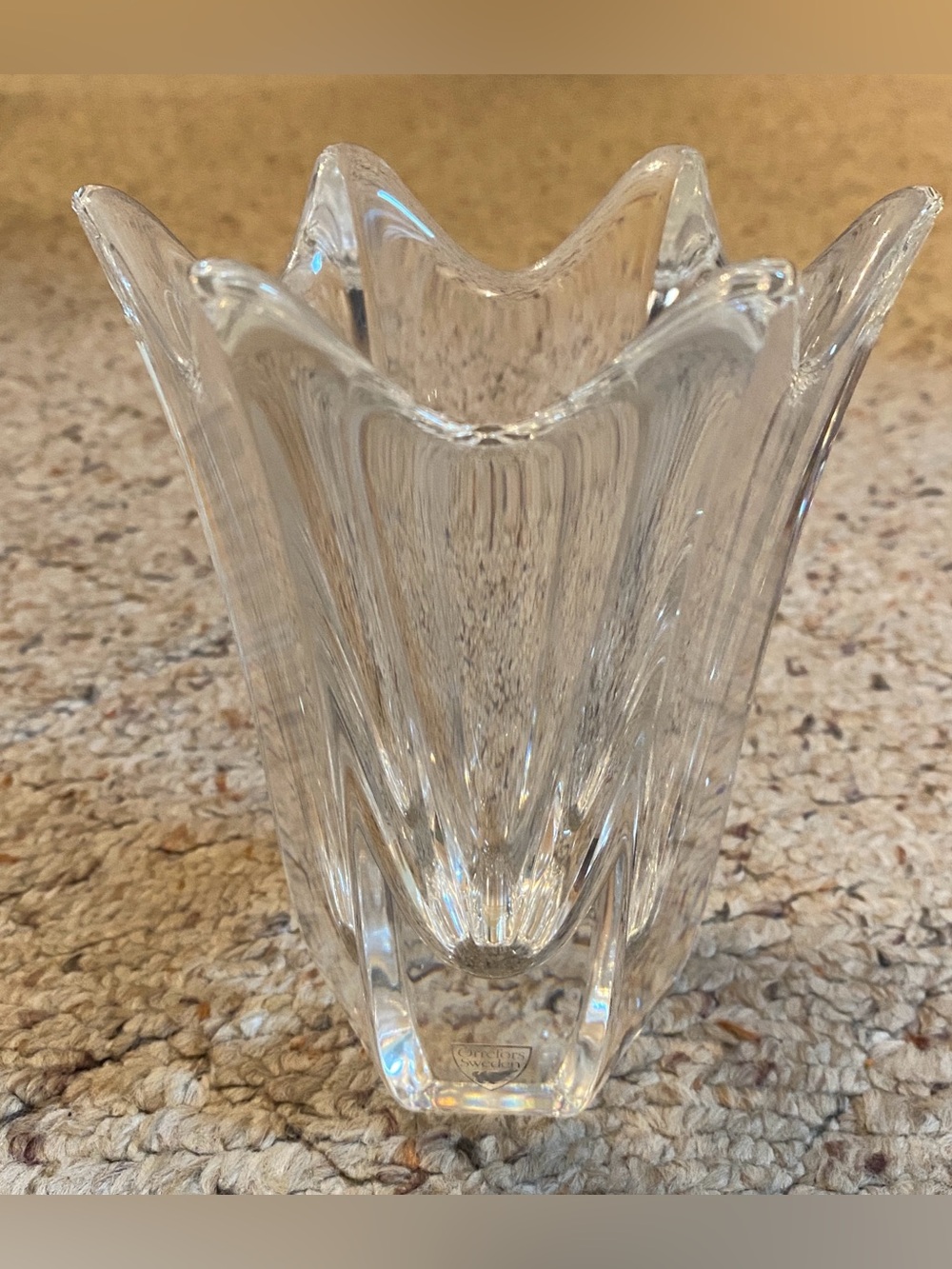 Orrefors Sweden Crystal Vase with Beautiful Wavy Rims